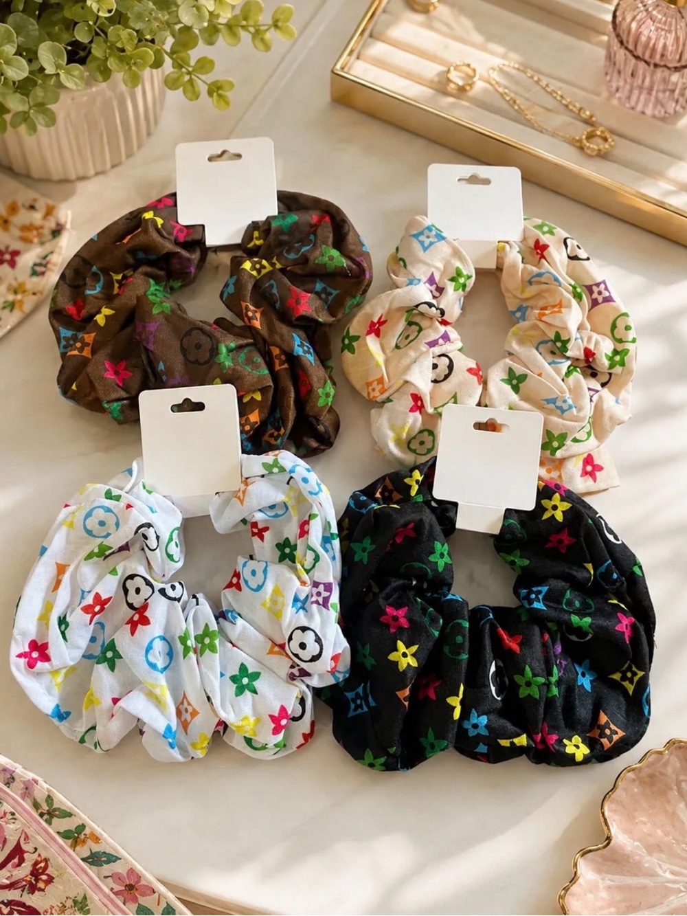 Design Inspired Multicolor Patterned Scrunchies - Cara’s Choice - 1 Scrunchie